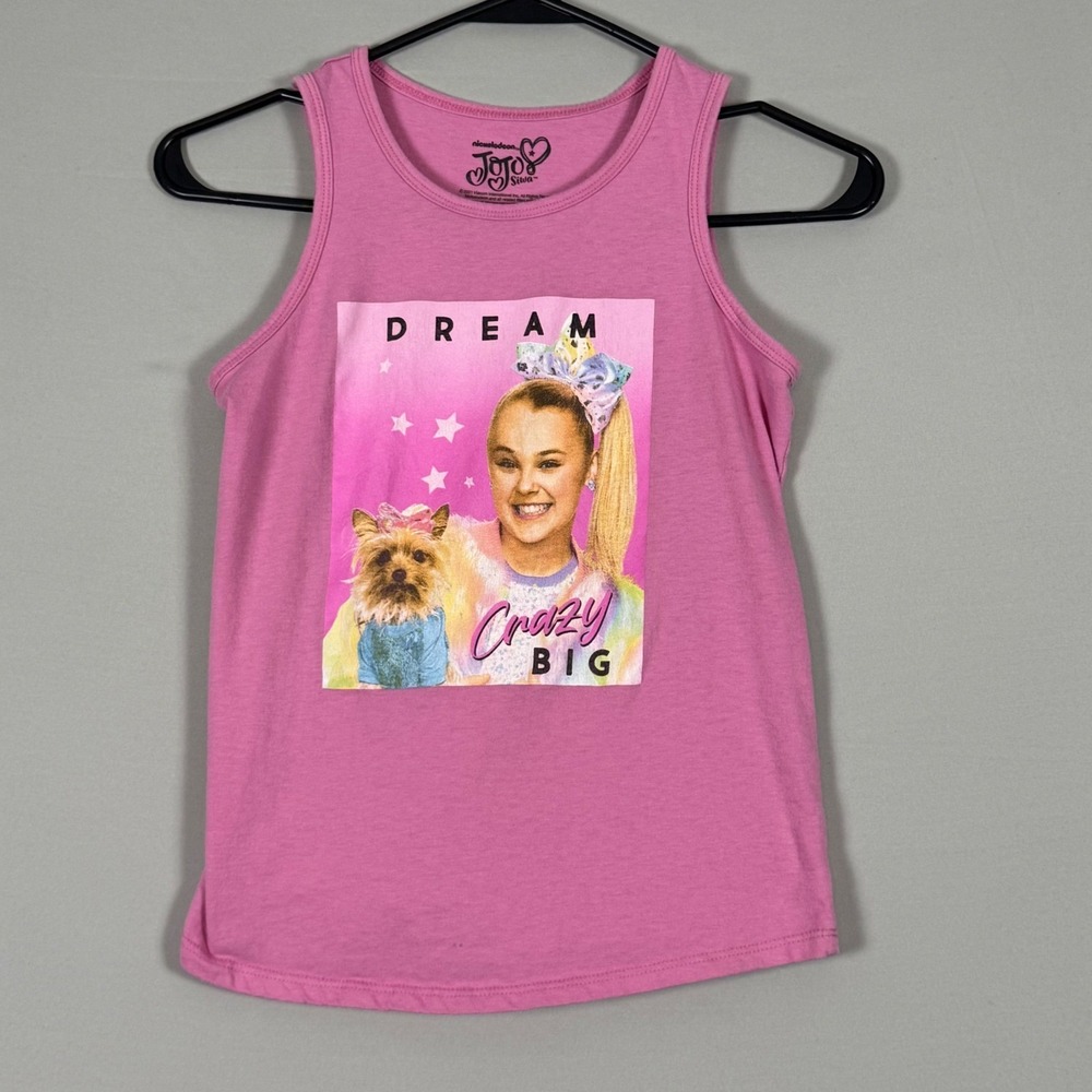 JoJo Siwa Tank Top Kids Size L 10/12 Pink Excellent Dream Crazy Big Graphic